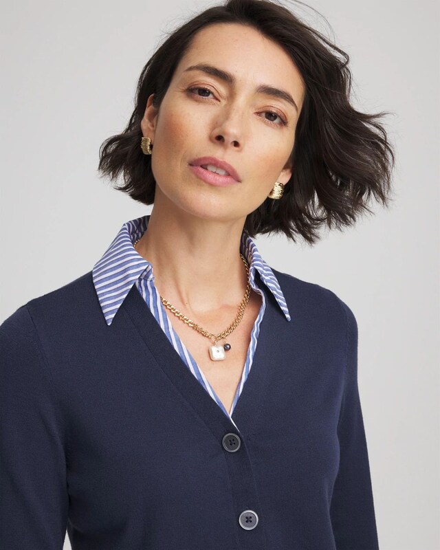 Striped Collared Cardigan Sweater - image 4